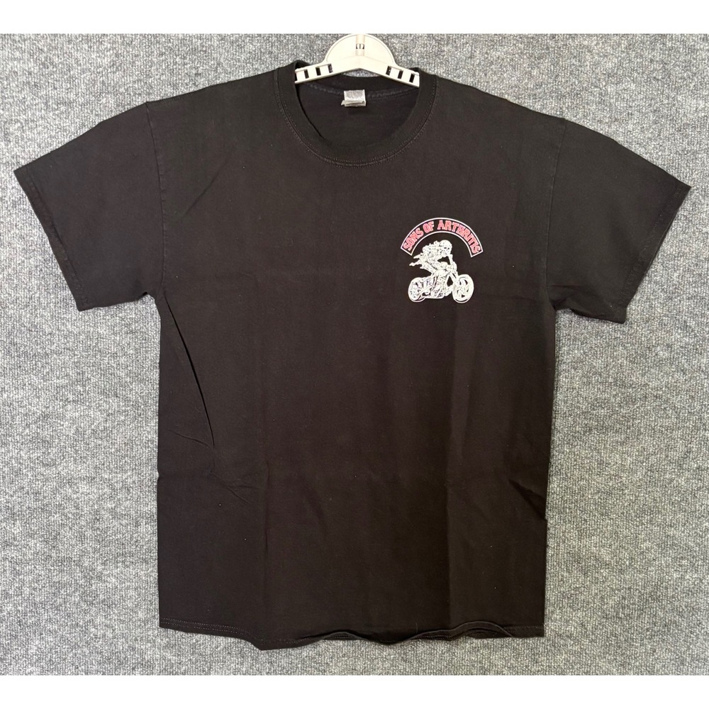 Gildan Sons of Arthritis Skeleton Biker‎ T Shirt Mens Large Black Ultra Cotton